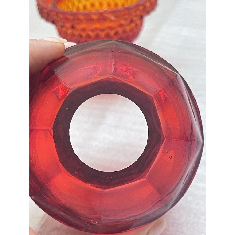 Viking Glass Dimond Point Fairy Lamp 6.75” UV Glows Red Amber Color Variation - Picture 10 of 14